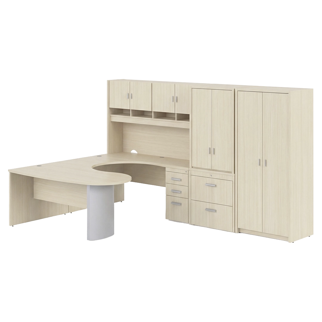 Curvilinear U-group with hutch and storage