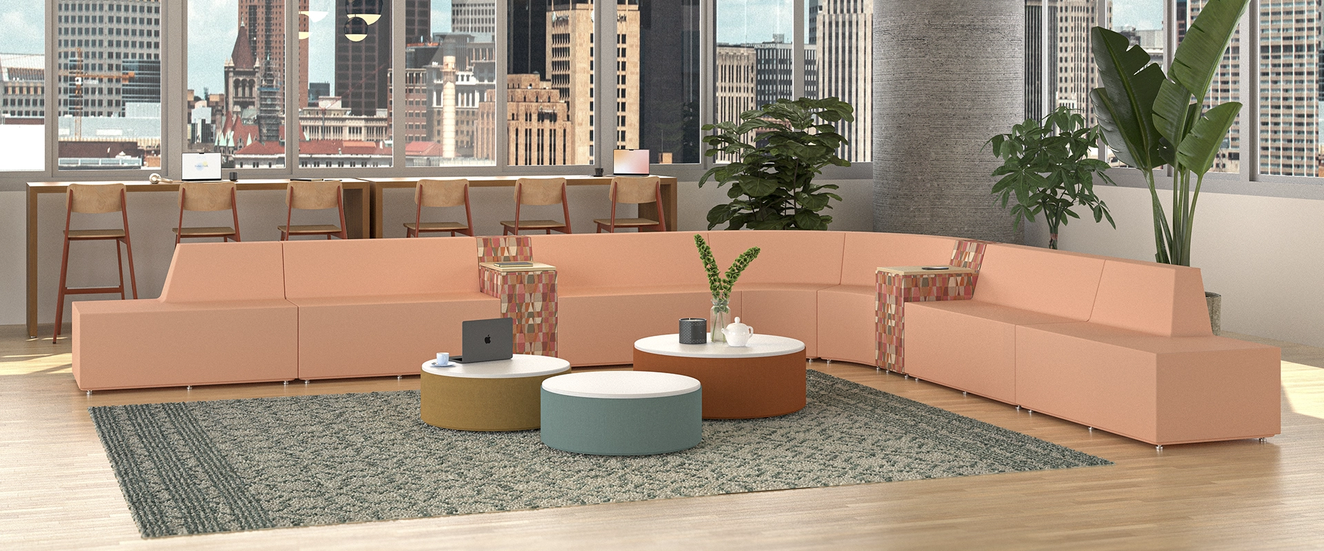 Mesa con Respaldo Bajo Connect (Altura Asiento 45 cm) 35 x 70 x 78 cm