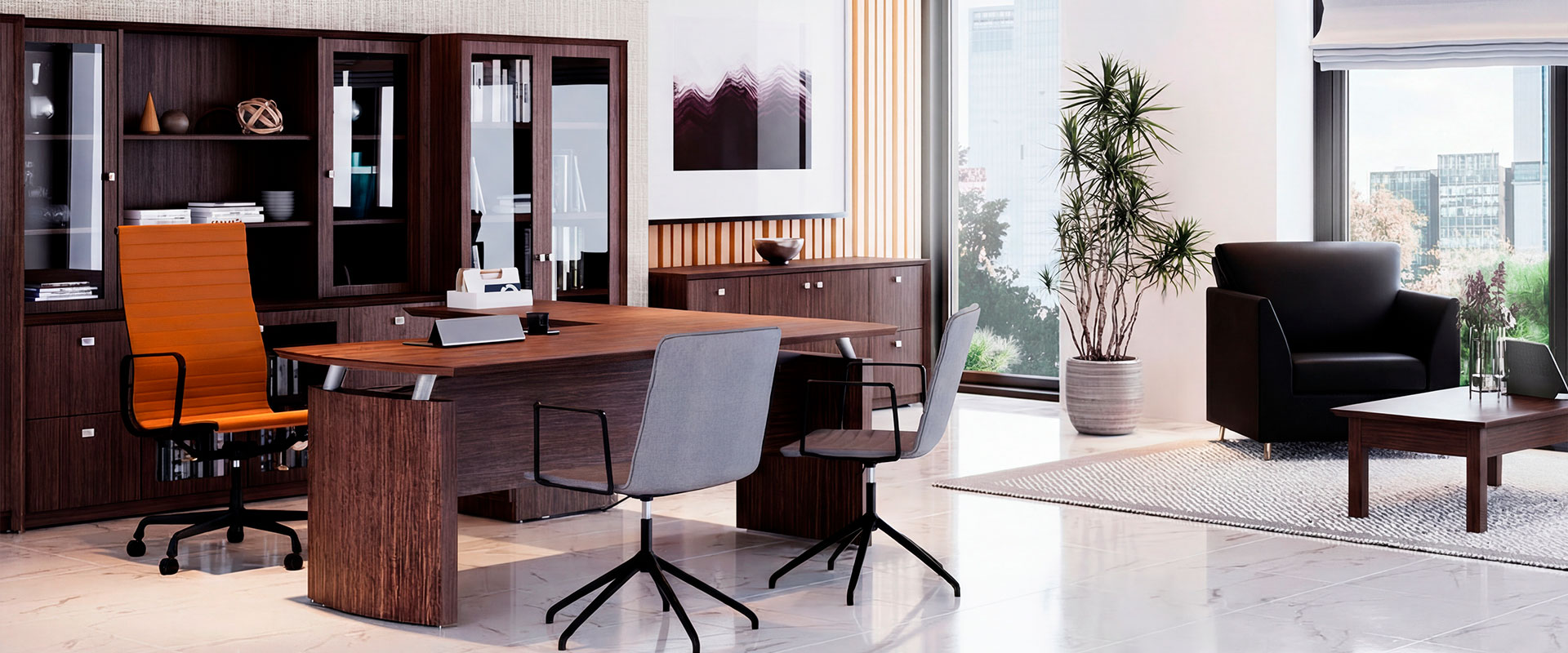 Librero s/Credenza c/Puertas de Vidrio 180 x 40 x 105 cm Contempo