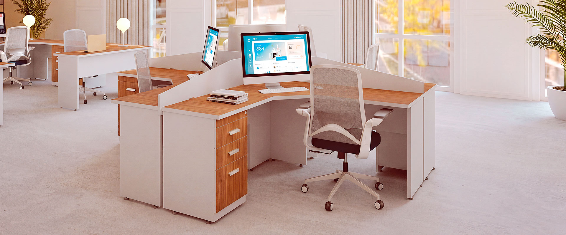 L-desk non-handed 59 x 60 x 41" Kenza