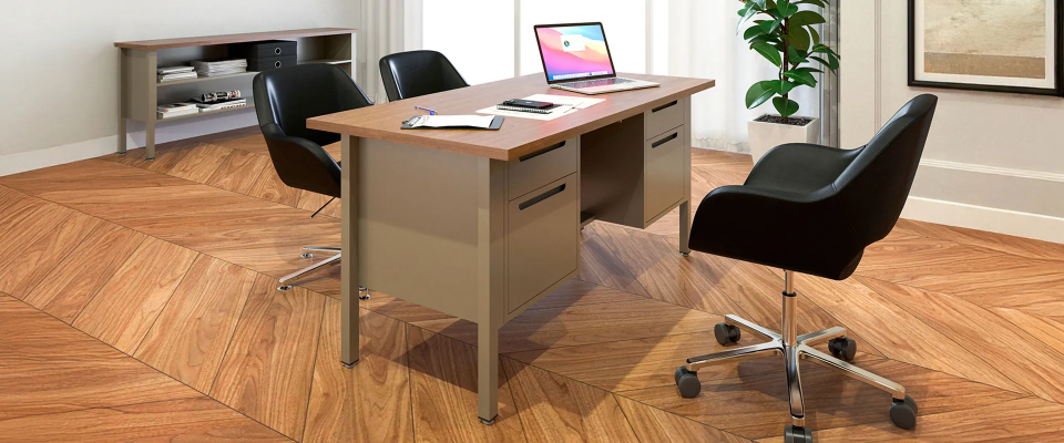 Escritorio 2 Gavetas 120 x 75 x 75 cm Nova