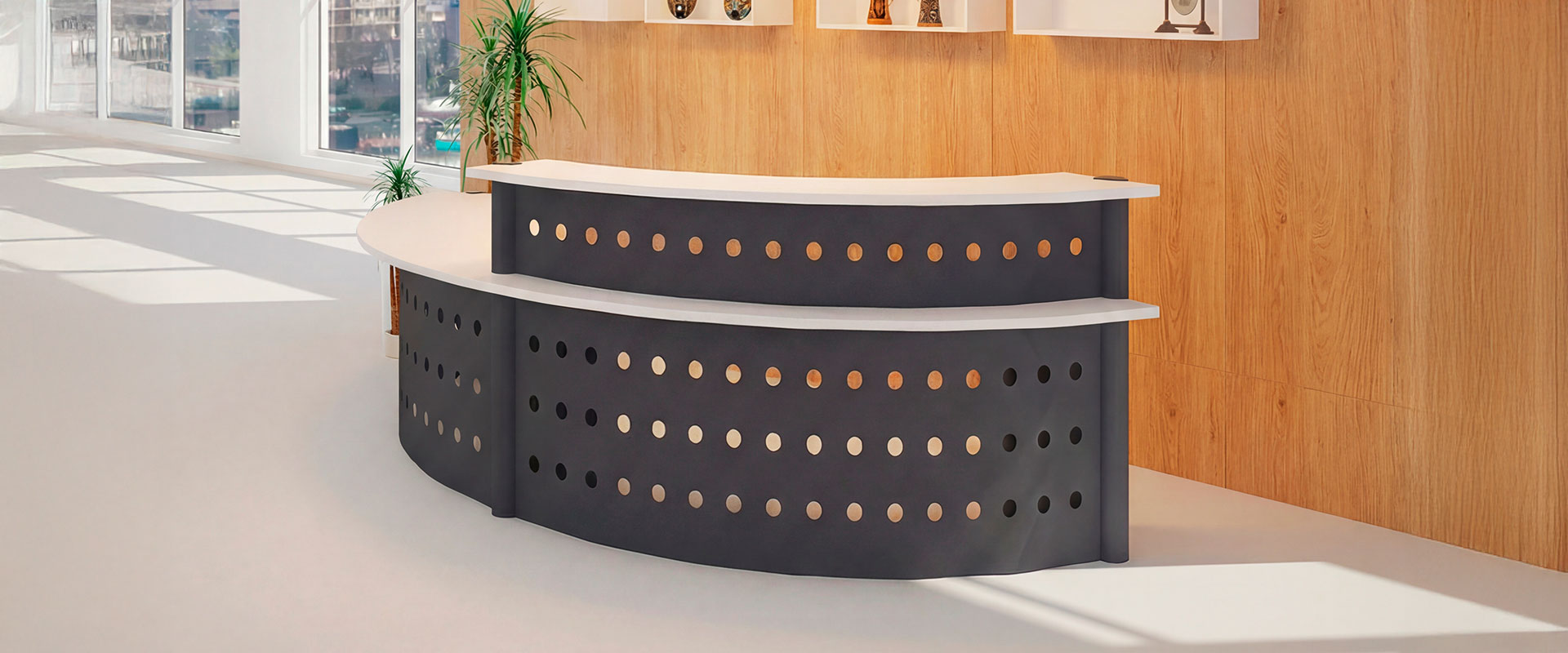 Modulo Recepcion Curva 236 x 94 x 75 cm Prime