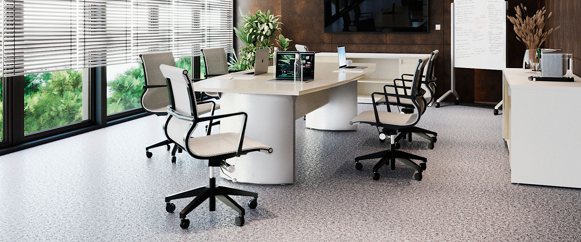 Boat shaped conference table D bases 96 x 44 x 30" Prime