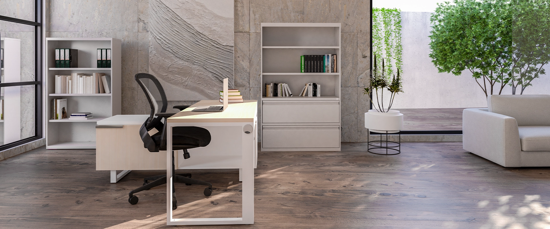 2-Drawer Credenza 60 x 24 x 24" G Connect w/height adjustable structure 24", 2 Stages